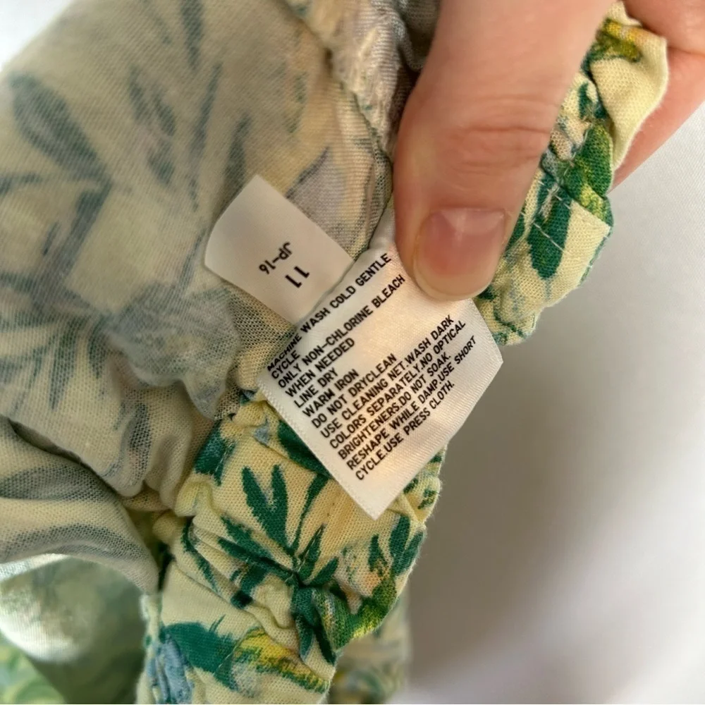 Uniqlo | Linen Easy Shorts Floral Kids Green Blue Girls Size 7/8